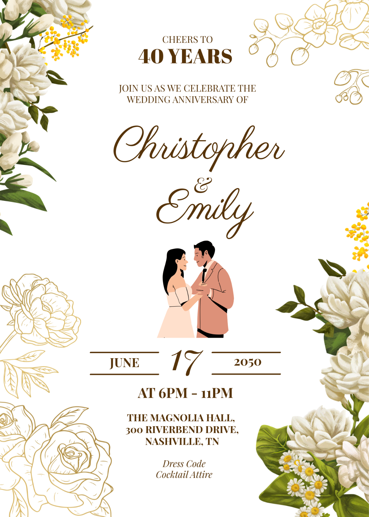 Free Wedding Anniversary Invitation Templates, Editable And Printable with Free Printable 40Th Anniversary Invitations