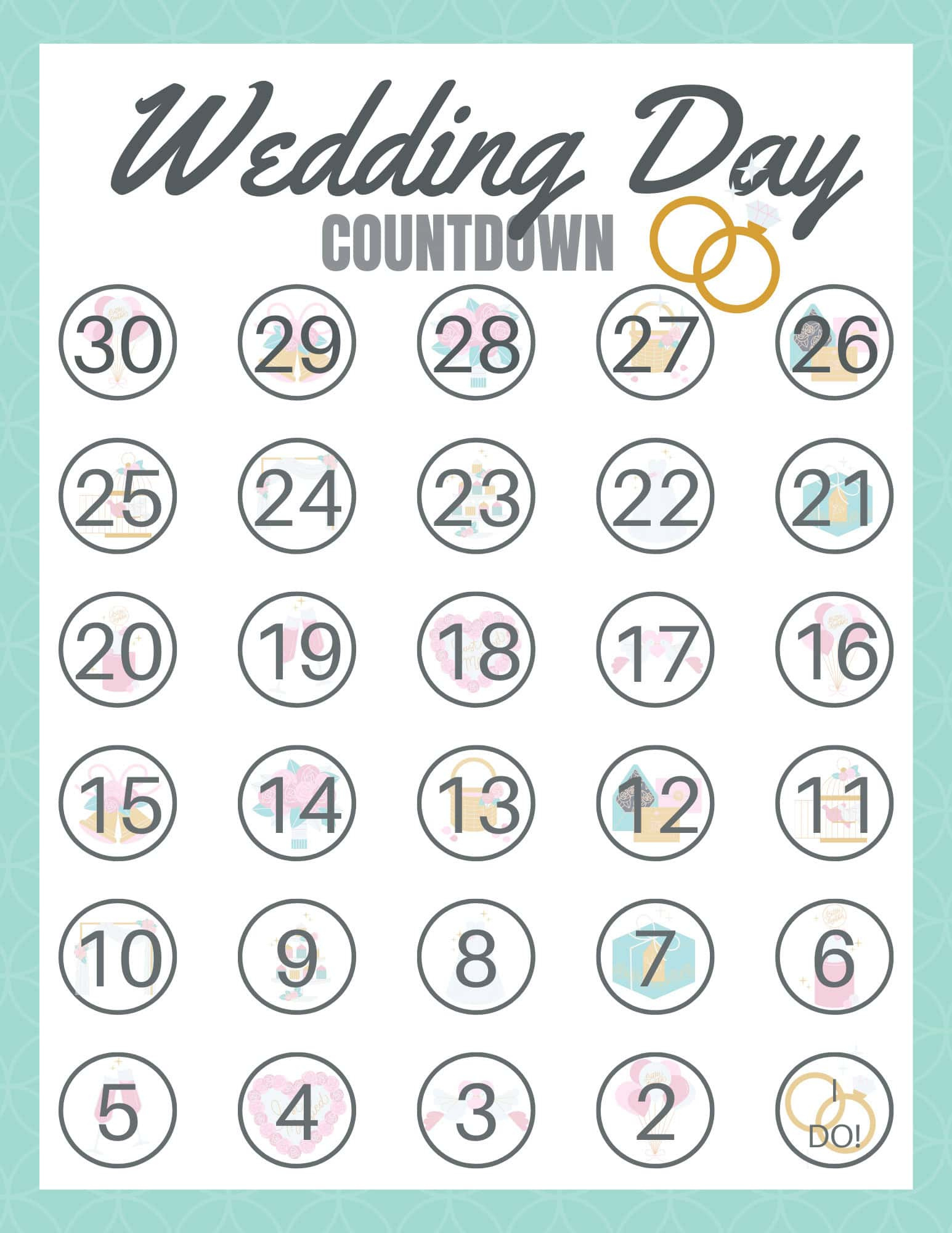 Free Wedding Countdown Calendar Printable pertaining to Free Printable Wedding Countdown