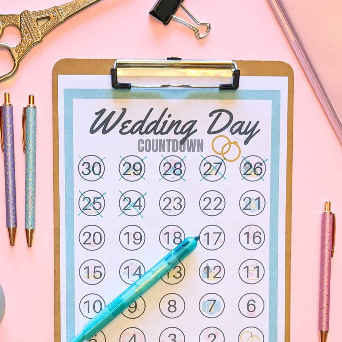 Free Wedding Countdown Calendar Printable within Free Printable Wedding Countdown