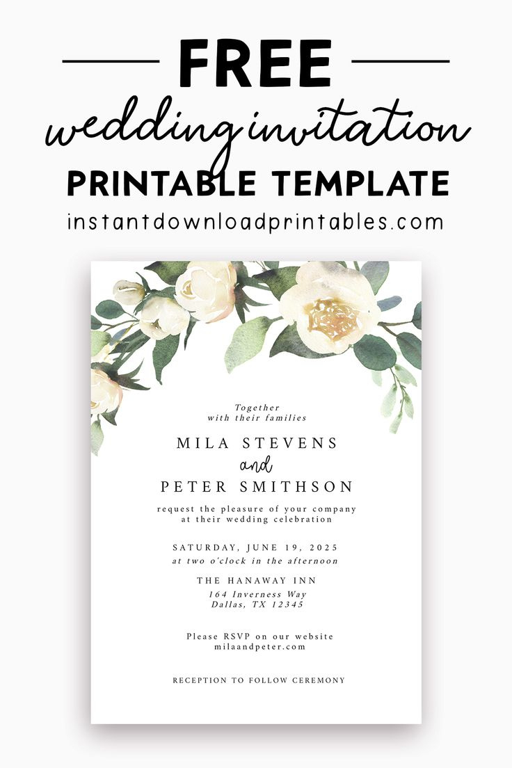 Free Wedding Invitation Templates - Instant Download Printables in Free Printable Wedding Invitations With Photo