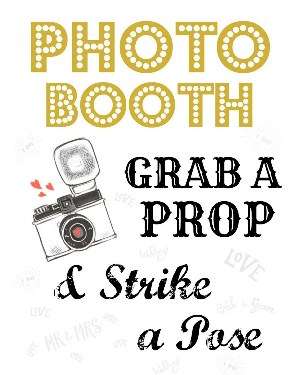 Free Wedding Photo Booth Sign | Scrappy Geek - Worksheets Library with Free Printable Photo Booth Sign Template