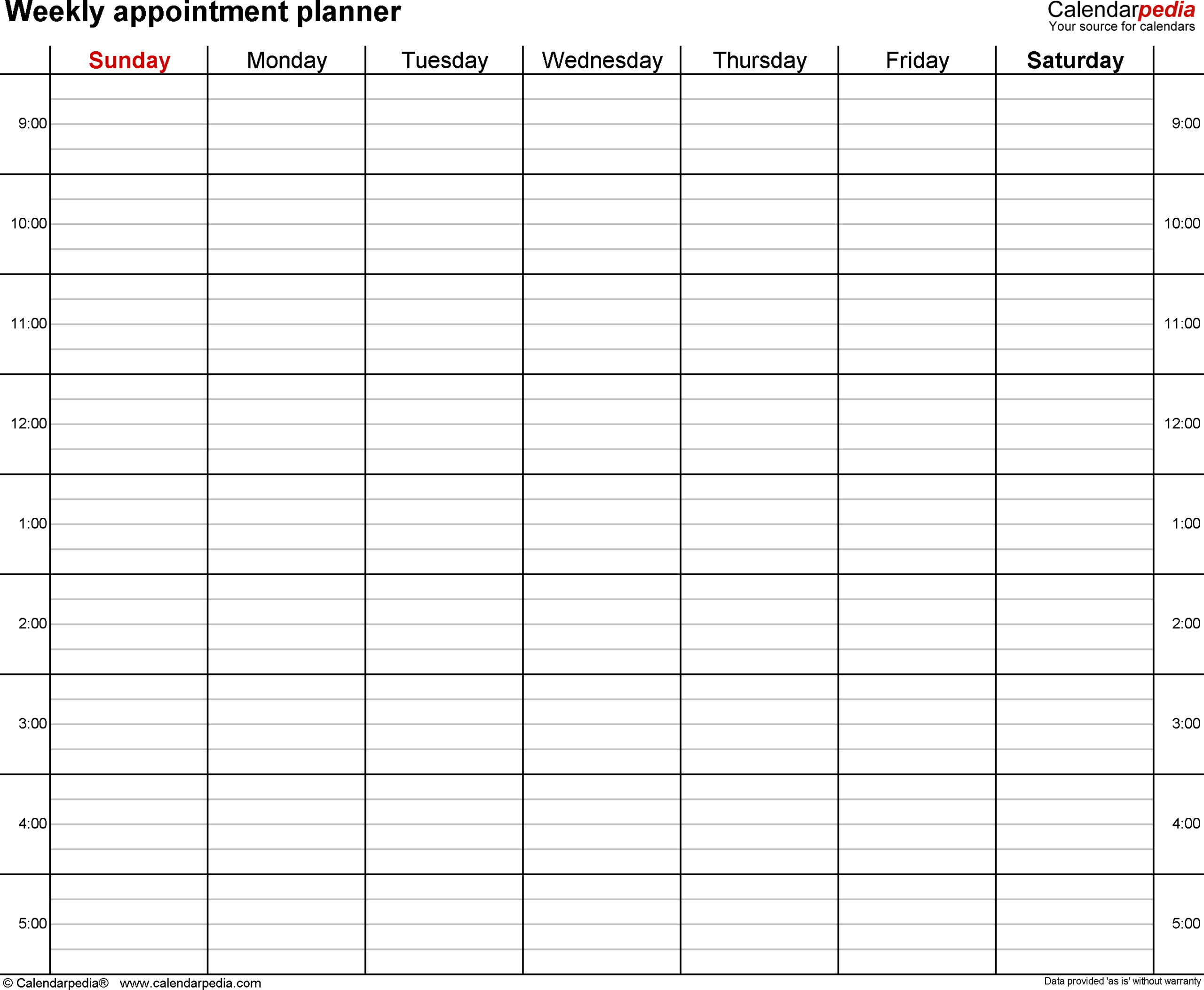 Free Weekly Planners In Pdf Format - 20+ Templates - Worksheets for Free Printable Weekly Appointment Sheets