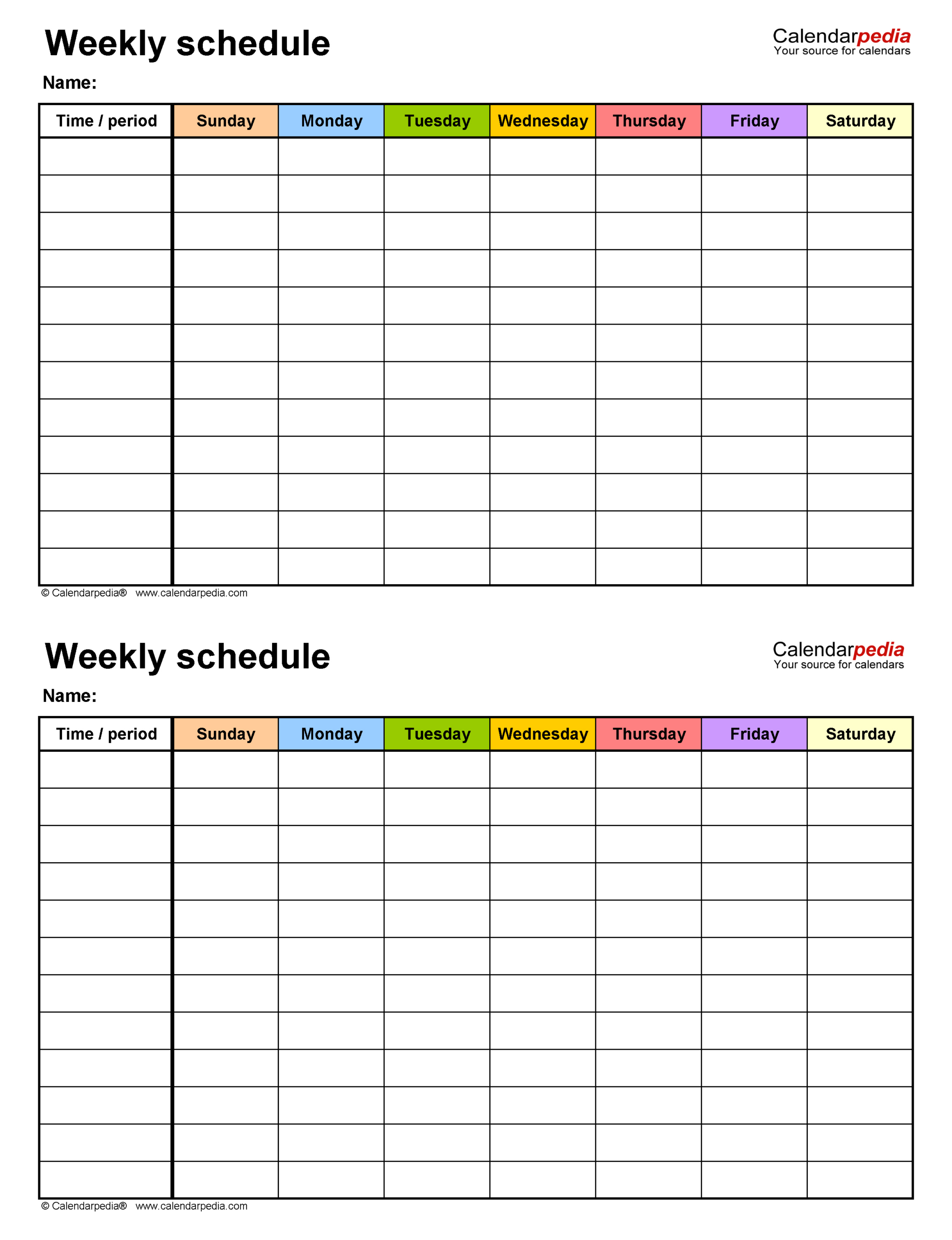 Free Weekly Schedules For Pdf - 24 Templates intended for Free Printable Weekly Work Schedule