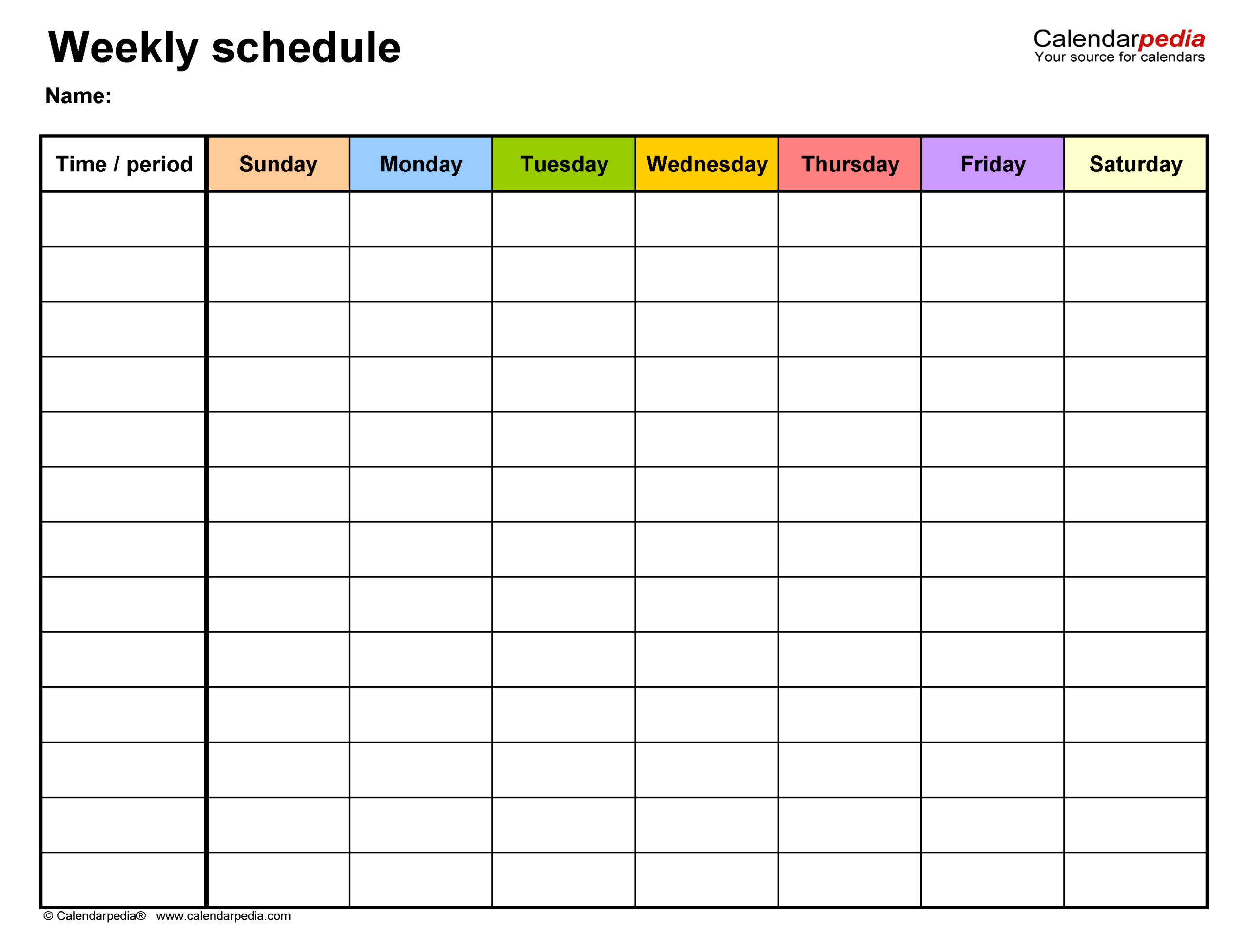 Free Weekly Schedules For Pdf - 24 Templates - Worksheets Library throughout Free Printable Schedule