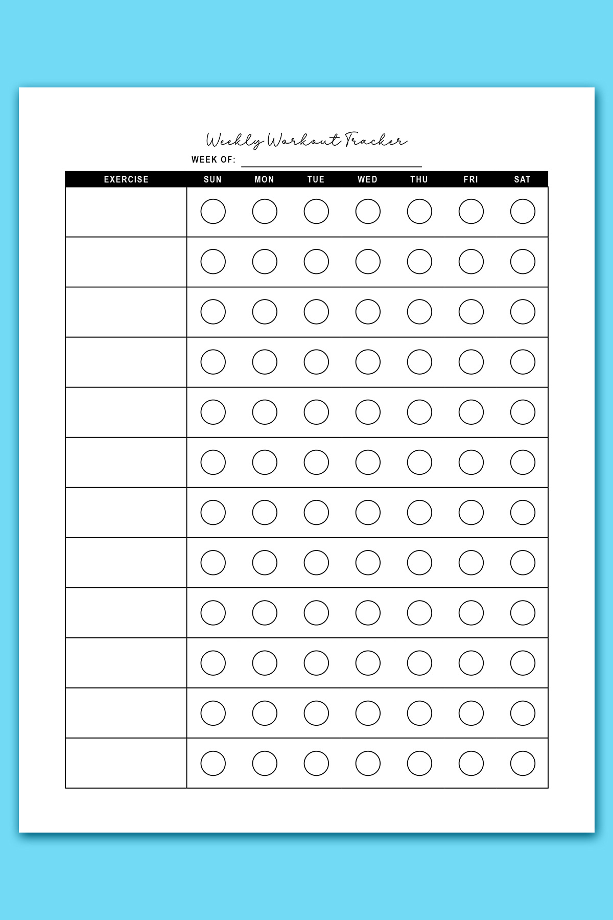 Free Workout Log Printable Sheets: Daily, Weekly, & Monthly for Free Printable Fitness Worksheets