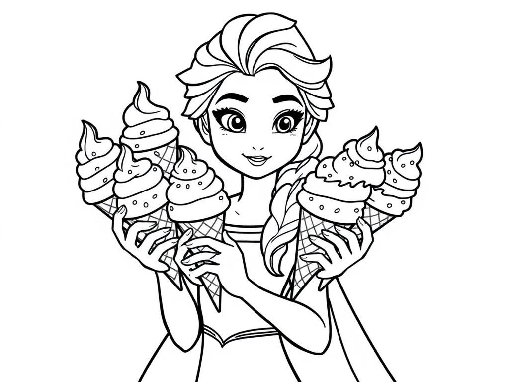Frozen Elsa Ice Cream Coloring Page - Free Printable Coloring Page throughout Free Printable Coloring Pages Disney Frozen
