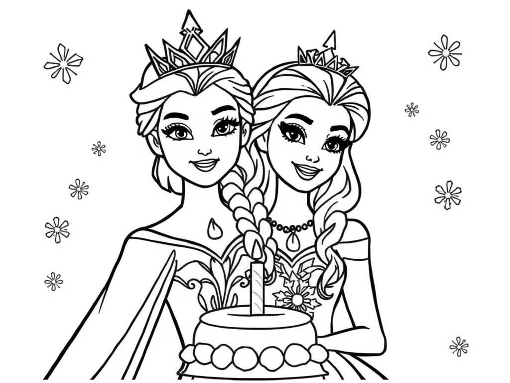 Frozen Princesses Birthday Coloring Page - Free Printable Coloring inside Free Printable Frozen Coloring Pages