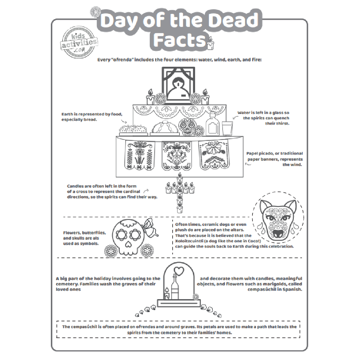 Fun Day Of The Dead Facts For Kids To Print And Learn! Kids in Free Printable Day Of The Dead Worksheets