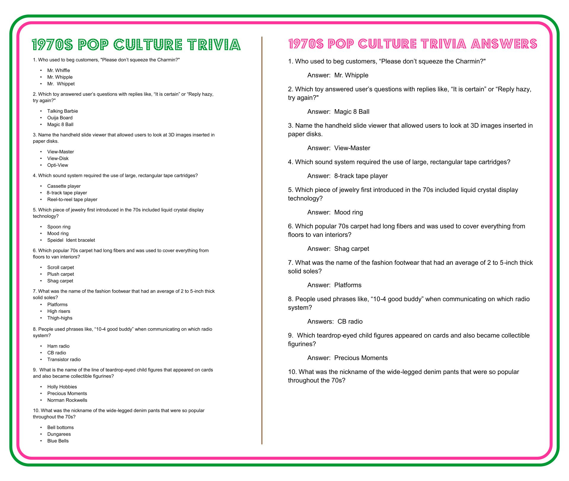 Fun Trivia - 10 Free Pdf Printables | Printablee - Worksheets Library in Free Printable Trivia Questions And Answers