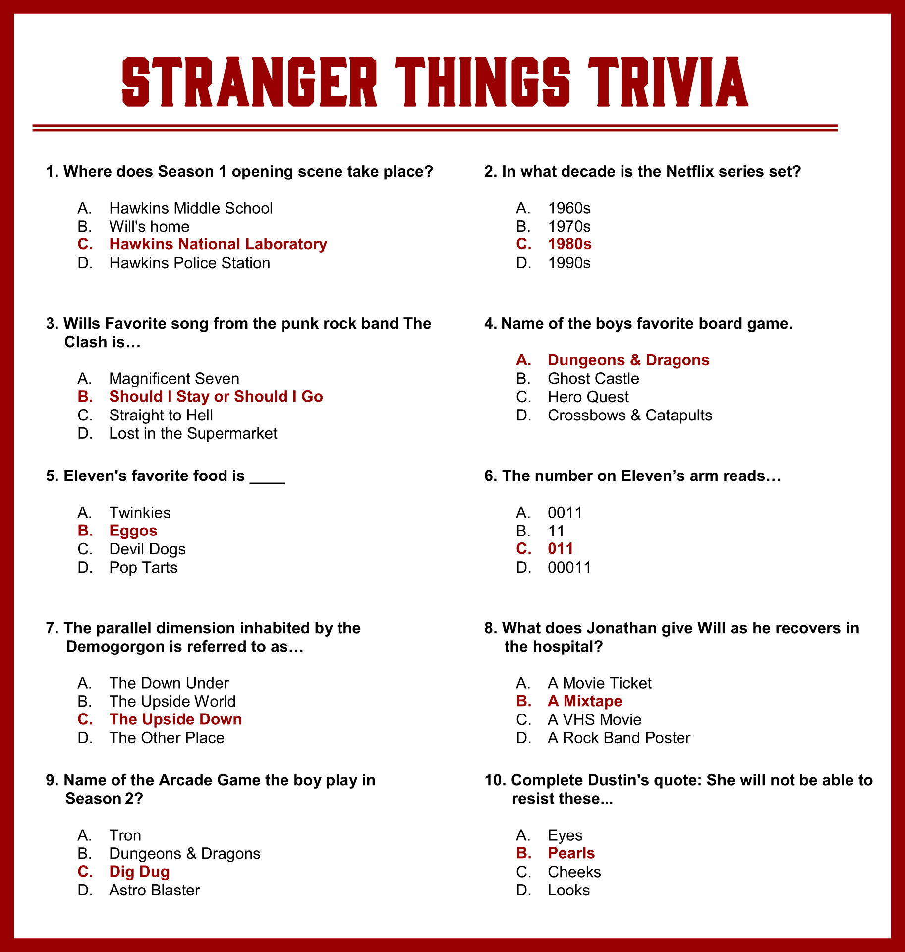 Fun Trivia - 10 Free Pdf Printables | Printablee - Worksheets Library with Free Printable Trivia Questions And Answers