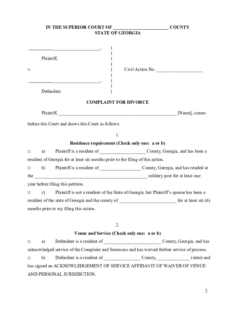 Ga Uncontested Divorce With Minor Children Form - Fill Online for Free Printable Uncontested Divorce Forms Georgia