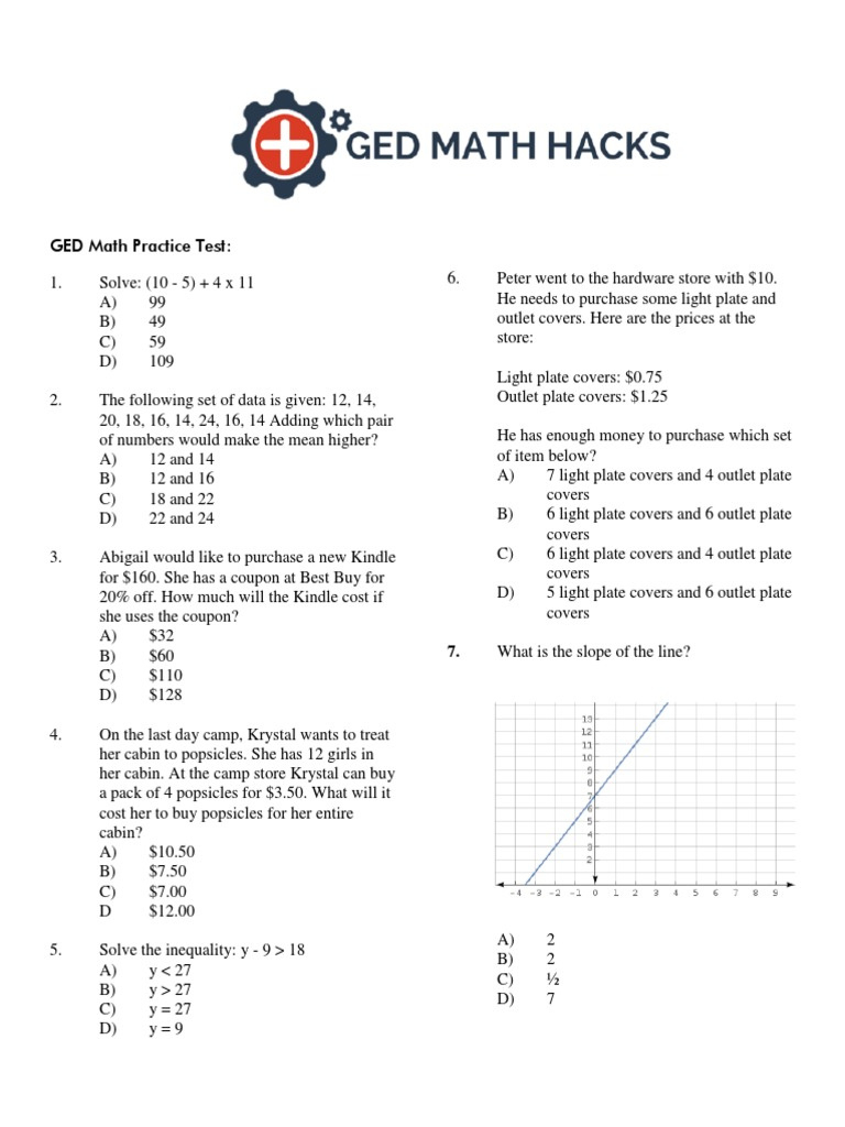 Ged Math Practice Test 1 | Pdf | Area | Interest - Worksheets Library pertaining to Free Printable Ged Practice Test