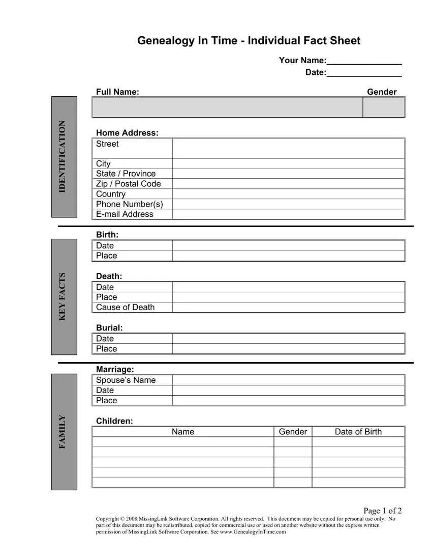 Genealogy Worksheet Individual ≡ Fill Out Printable Pdf Forms Online pertaining to Free Printable Genealogy Worksheets
