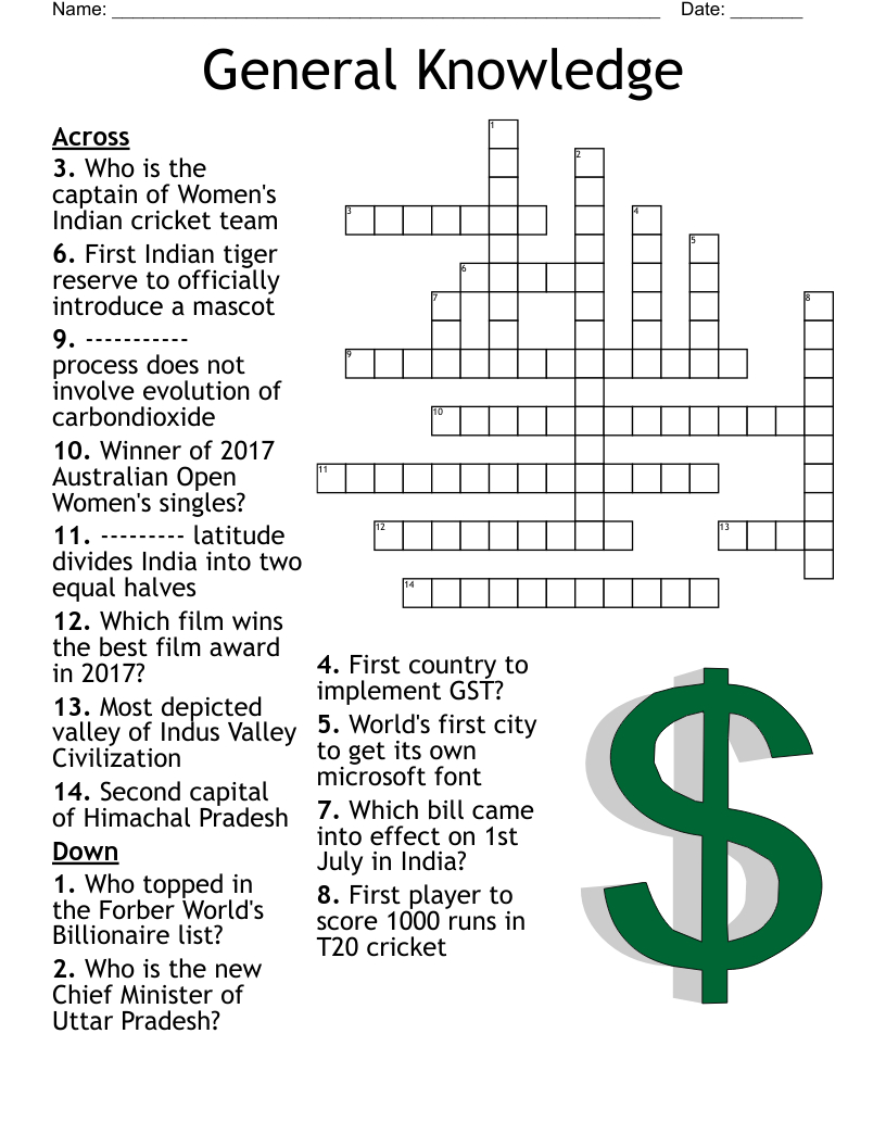 General Knowledge Crossword - Wordmint intended for Free Printable General Knowledge Crossword Puzzles