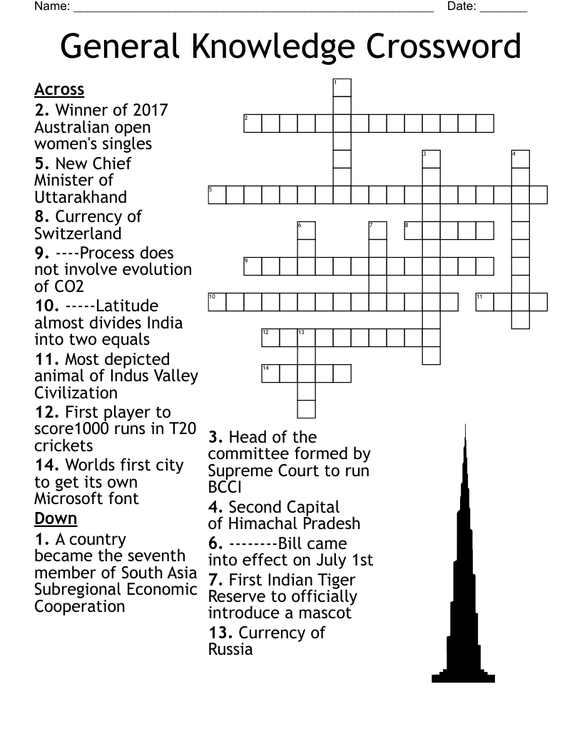 General Knowledge Crossword - Wordmint with Free Printable General Knowledge Crossword Puzzles