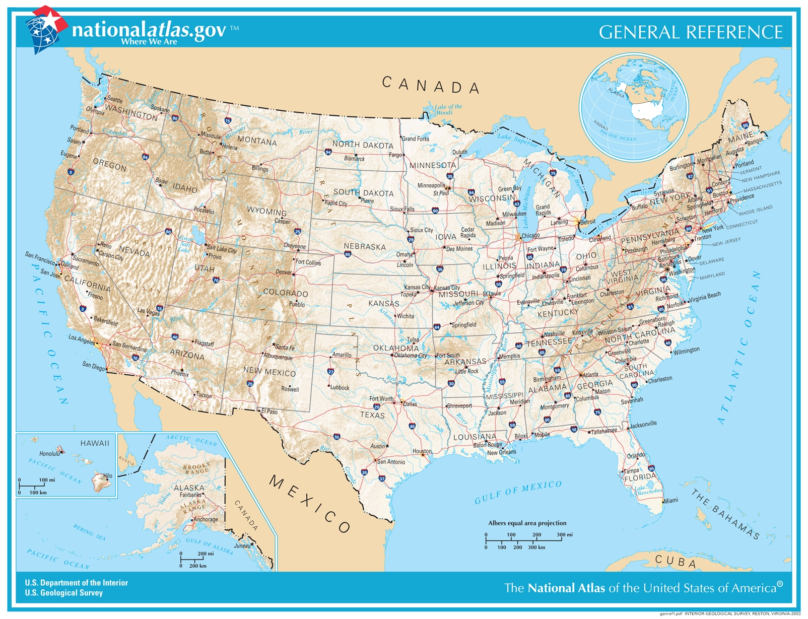 General Reference Printable Map | U.s. Geological Survey pertaining to Free Printable Usa Map