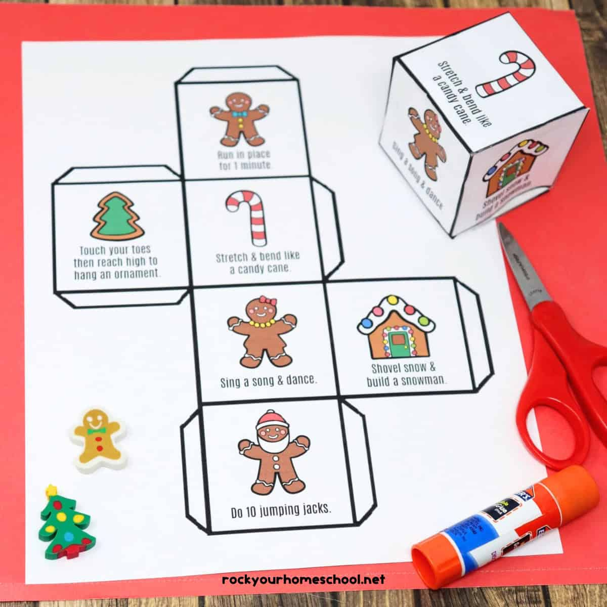 Gingerbread Man Activity Cube To Get Up And Move (Free) - Rock intended for Free Printable Gingerbread Man Activities