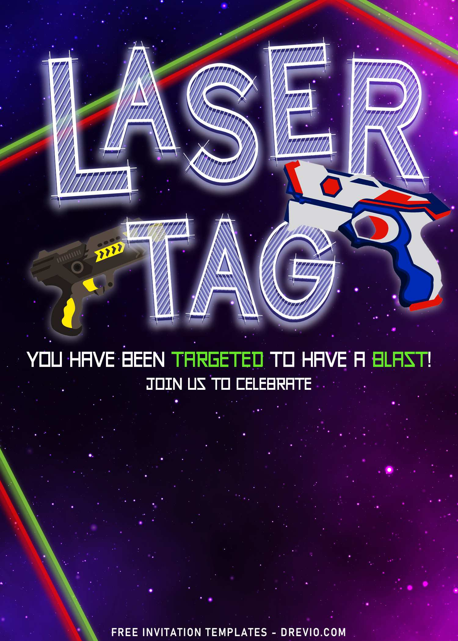 Girls Laser Tag Party Birthday Invitation Editable Instant with regard to Free Printable Laser Tag Invitation Template