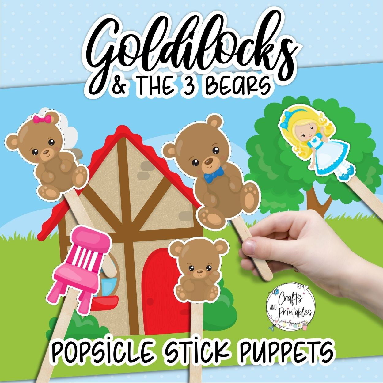 Goldilocks And The Three Bears Popsicle Stick Puppets Printable in Free Printable Goldilocks And The Three Bears Story