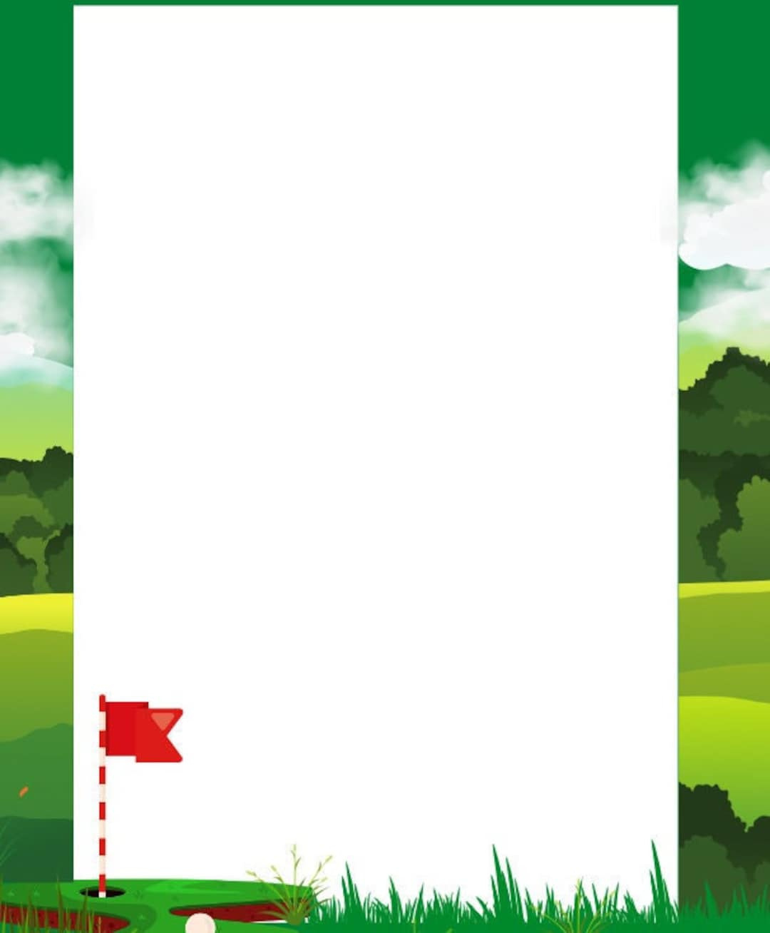 Golf Border Pdf Printable, Sports Instant Download, Golfing Print throughout Free Printable Golf Stationary