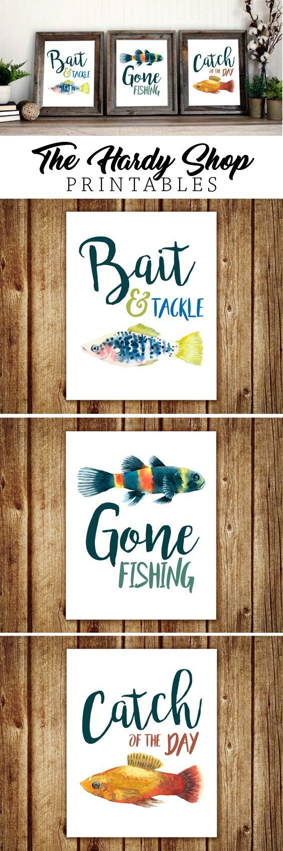 Gone Fishing Themed Party Watercolor Art | Bait And Tackle pertaining to Free Printable Gone Fishing Sign