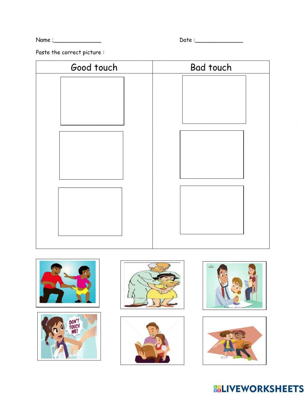 Good Touch And Bad Touch Activity | Live Worksheets - Worksheets inside Free Printable Good Touch Bad Touch Coloring Book