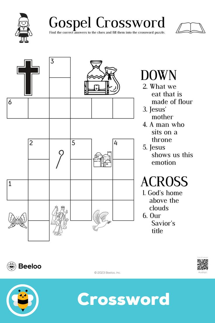 Gospel Crossword with regard to Free Printable Sunday School Crossword Puzzles