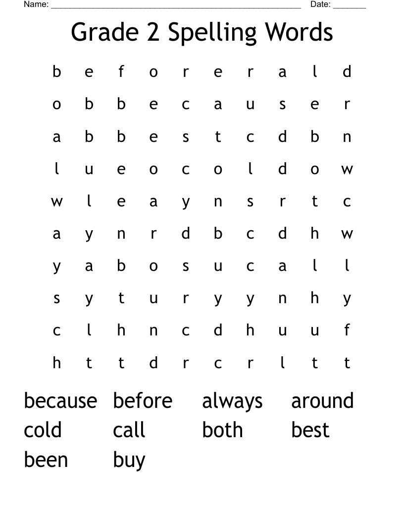 Grade 2 Spelling Words Word Search - Wordmint regarding 2Nd Grade Word Search Free Printable