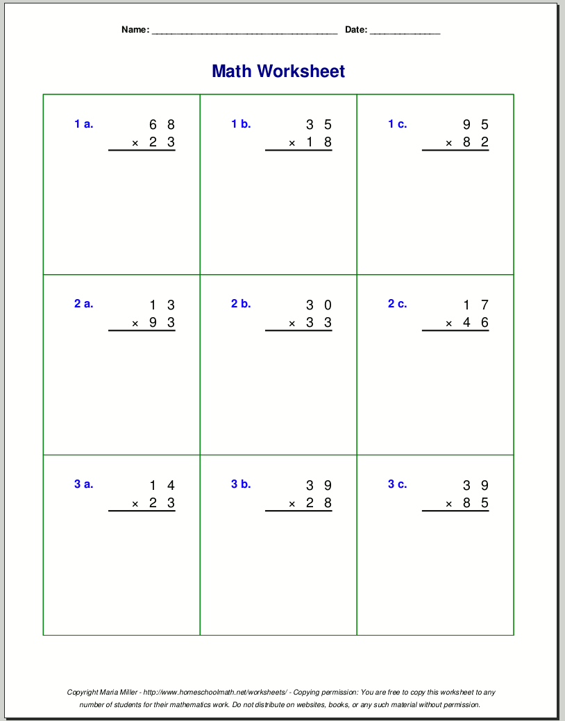Grade 4 Multiplication Worksheets with Free Printable Multiplication Worksheets For 4Th Grade