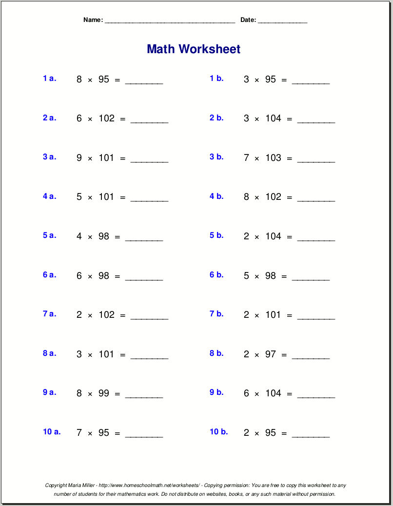 Grade 5 Multiplication Worksheets regarding Free Printable Multiplication Worksheets For 5Th Grade