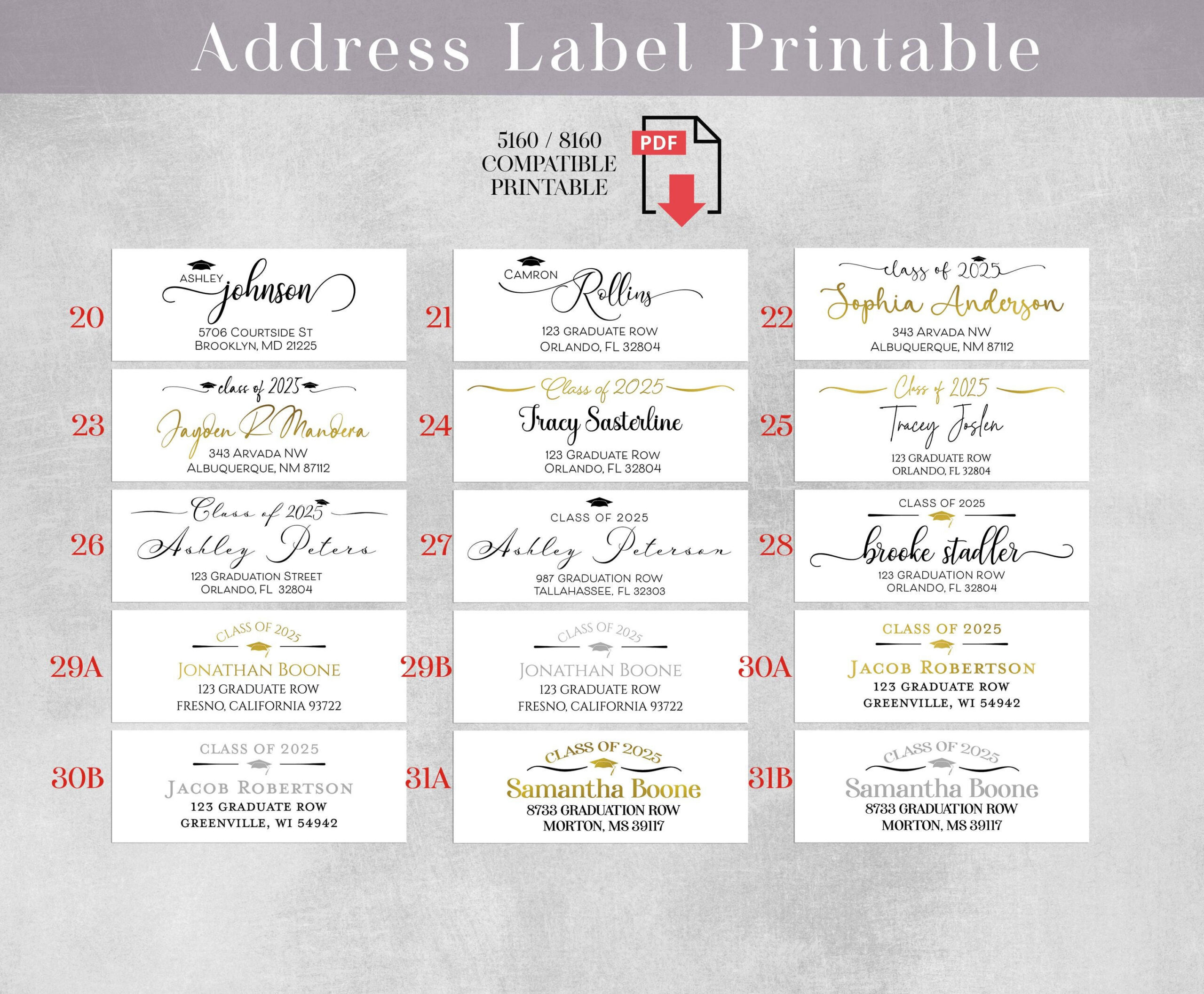 Graduation Address Label Download, Class Of 2025 Diy Graduate throughout Free Printable Graduation Address Labels