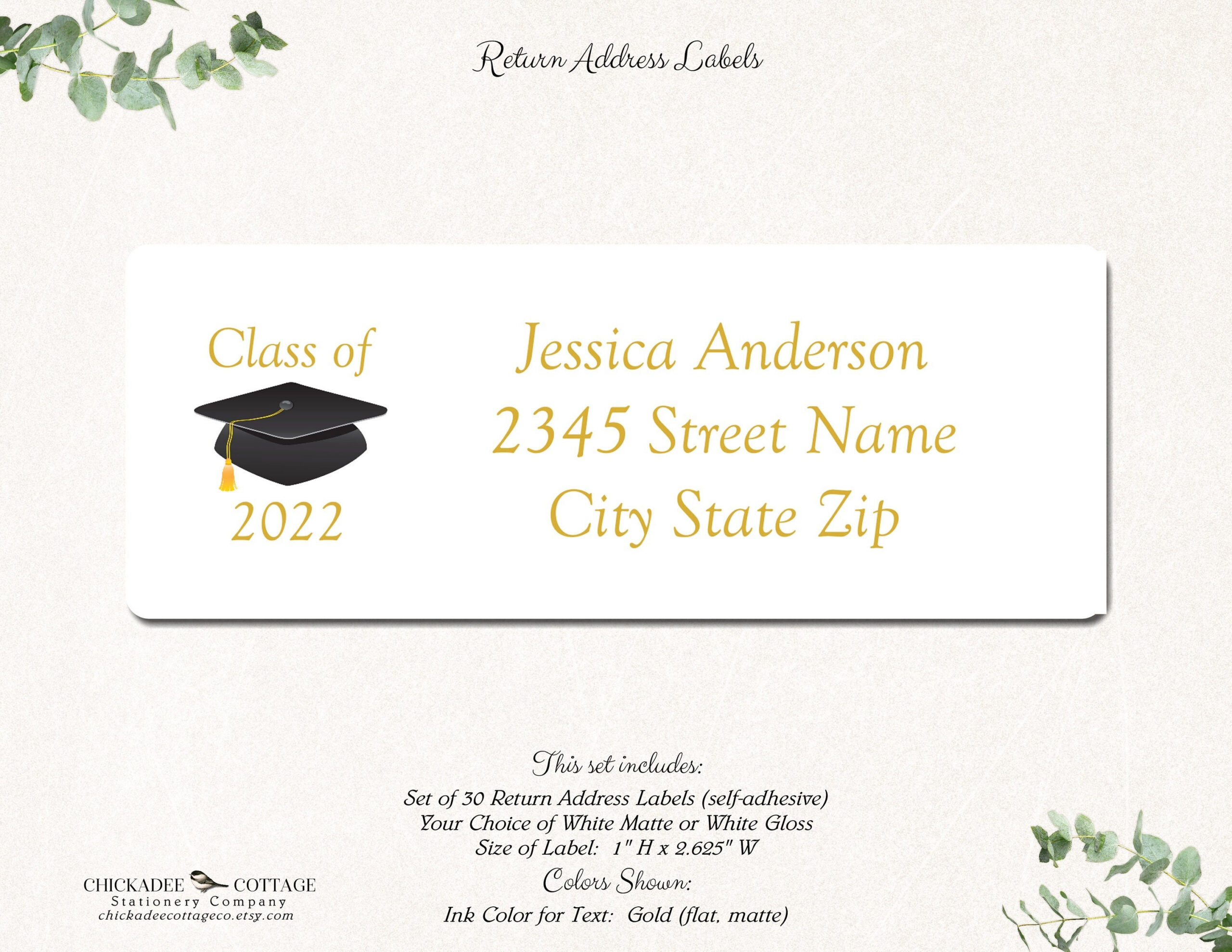 Graduation Class Of 2025 Return Address Labels, Personalized with Free Printable Graduation Address Labels