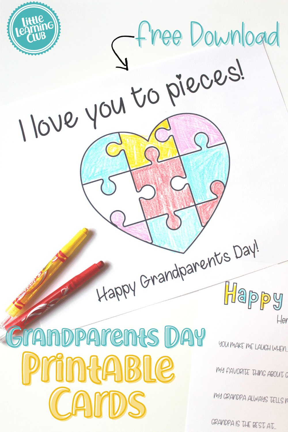 Grandparents Day Free Printable Cards - Little Learning Club inside Grandparents Day Cards Printable Free