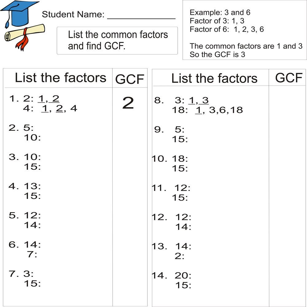 Greatest Common Factor 1To 20 (From Study Village Website pertaining to Free Printable Greatest Common Factor Worksheets