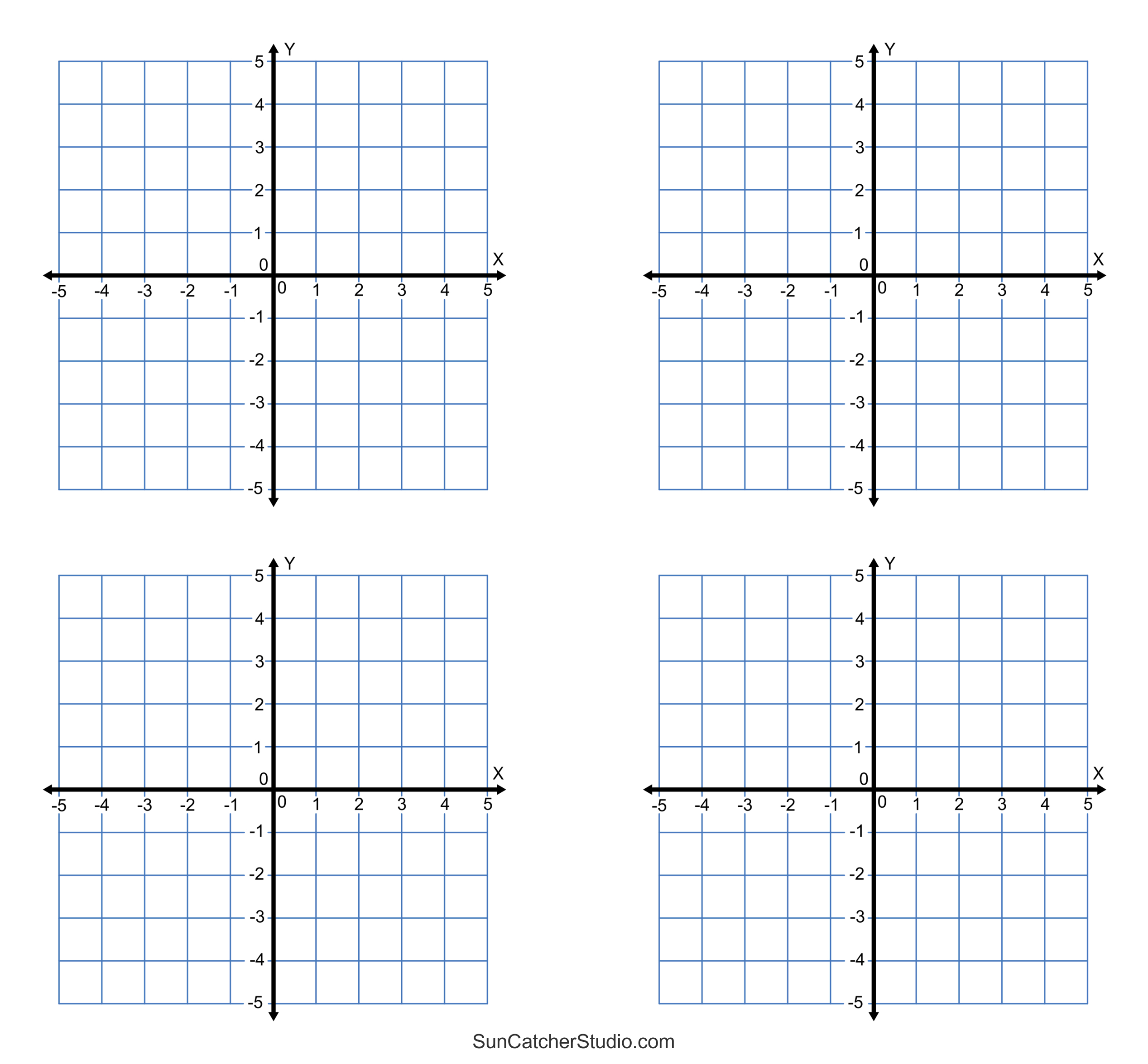 Grid Paper (Printable 4 Quadrant Coordinate Graph Paper Templates with regard to Free Printable Graph Paper With Numbers