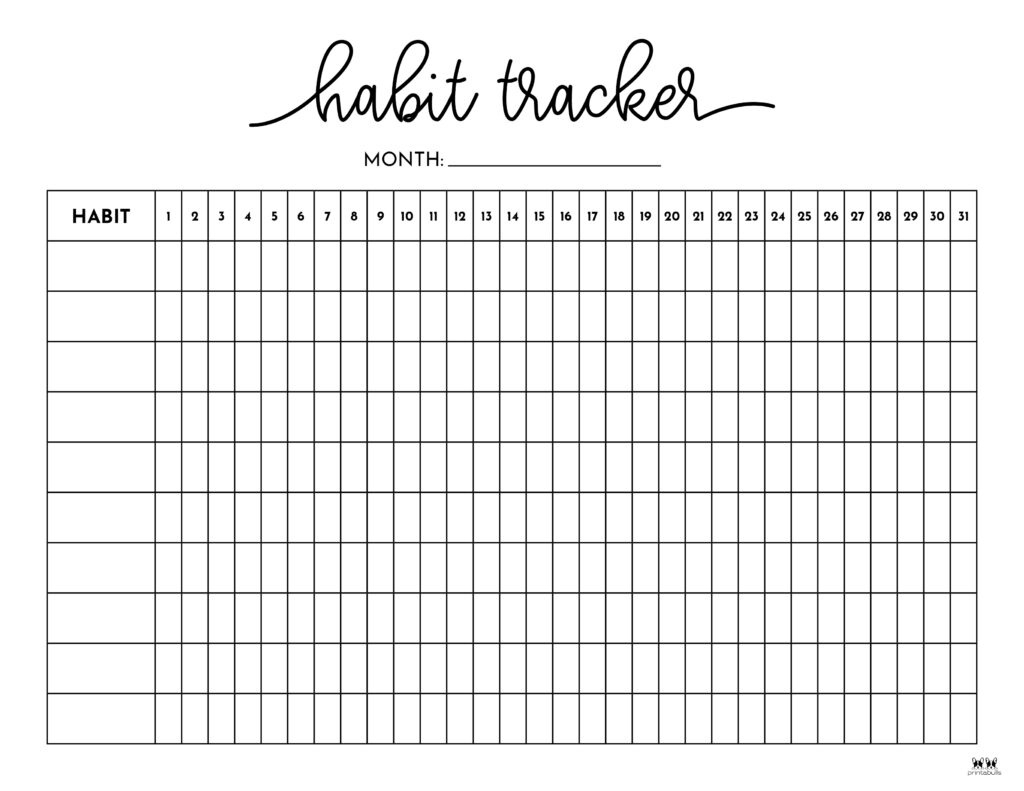 Habit Trackers - 25 Free Printables | Printabulls in Habit Tracker Free Printable