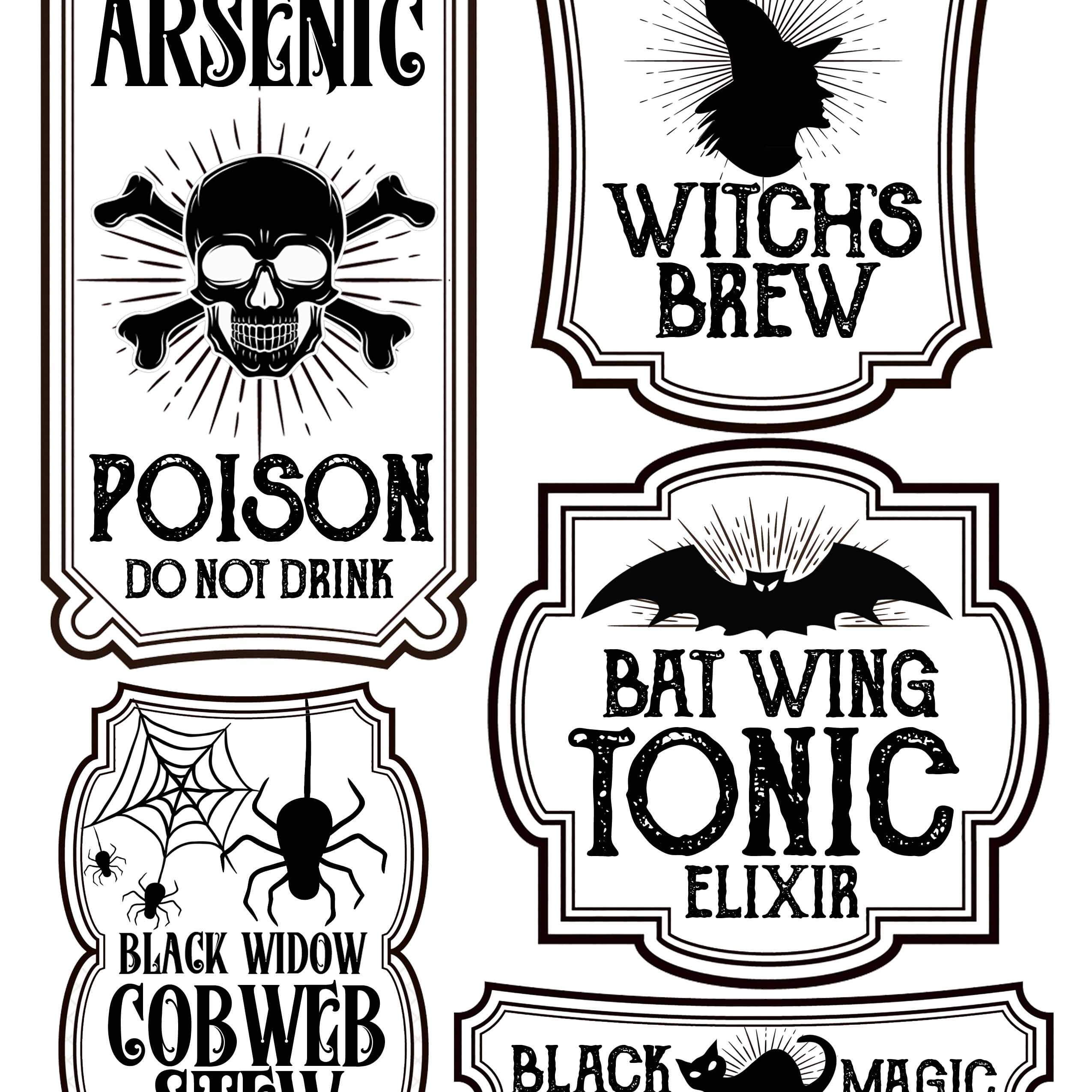 Halloween Bottle Labels - Free Printables - Potions Labels in Free Printable Halloween Bottle Labels
