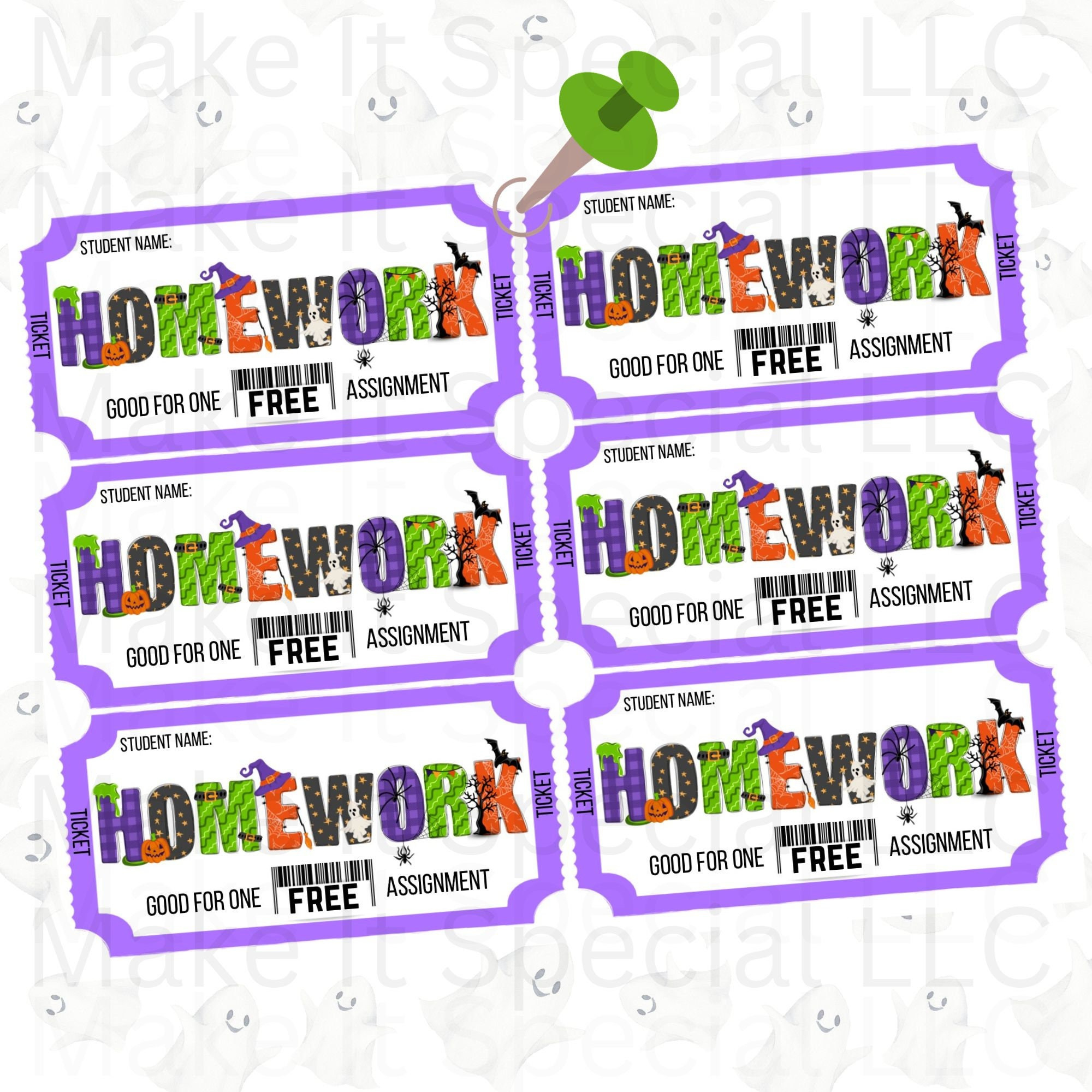 Halloween Free Homework Pass | Teacher Gifts Box | Homework Coupon in Free Printable Halloween Homework Pass