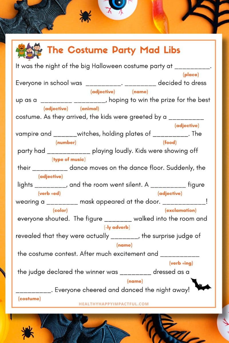 Halloween Mad Libs Free Printable (For A Frightfully Good Time in Free Printable Halloween Play Scripts