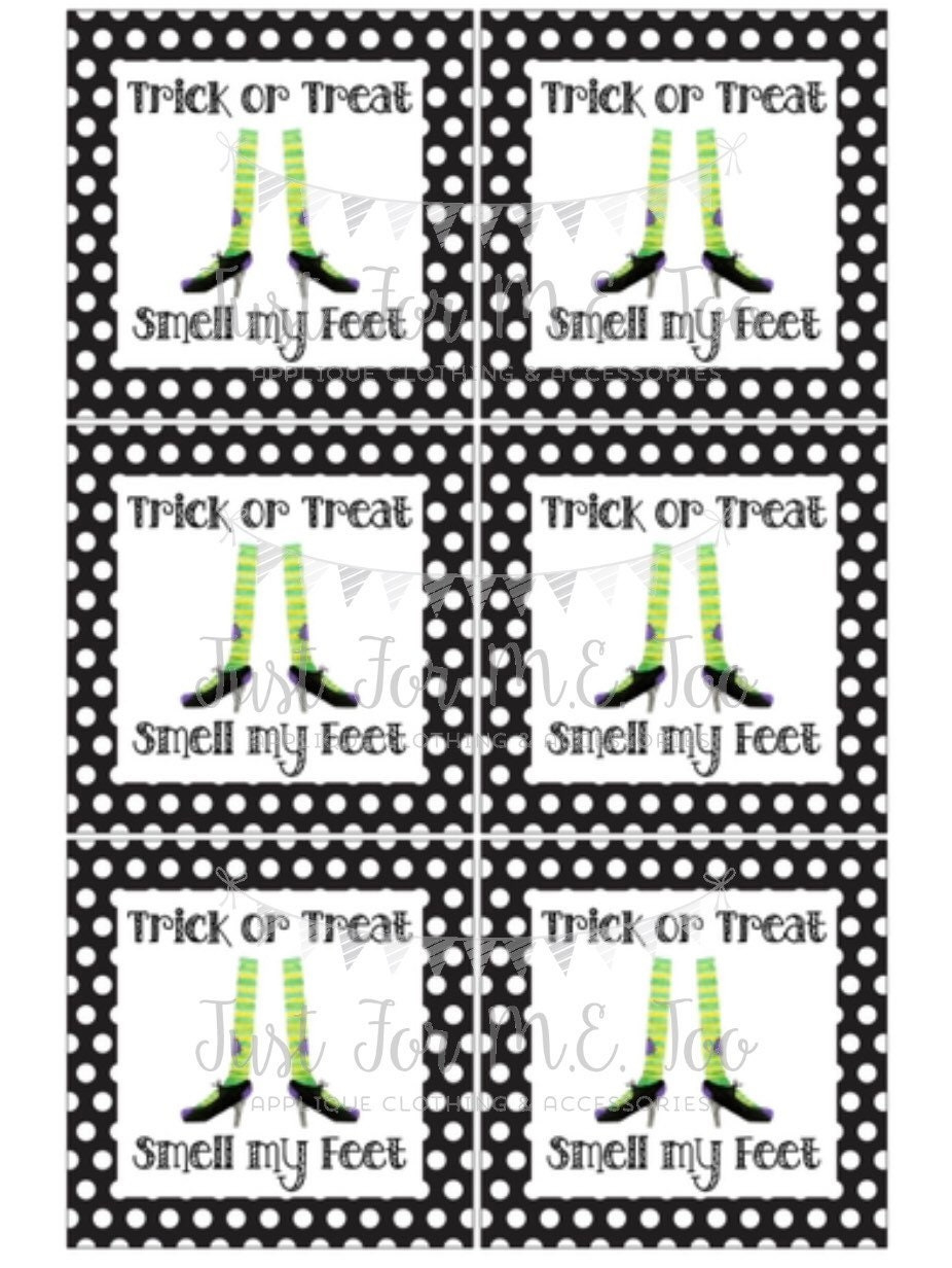 Halloween Printable Tags, Instant Download, Trick Or Treat Smell in Free Printable Toe Tags