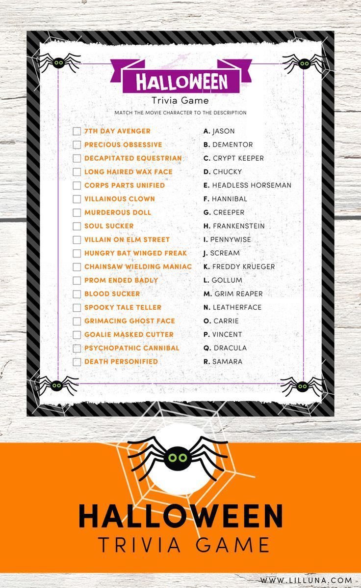 Halloween Trivia Print inside Free Printable Halloween Quiz
