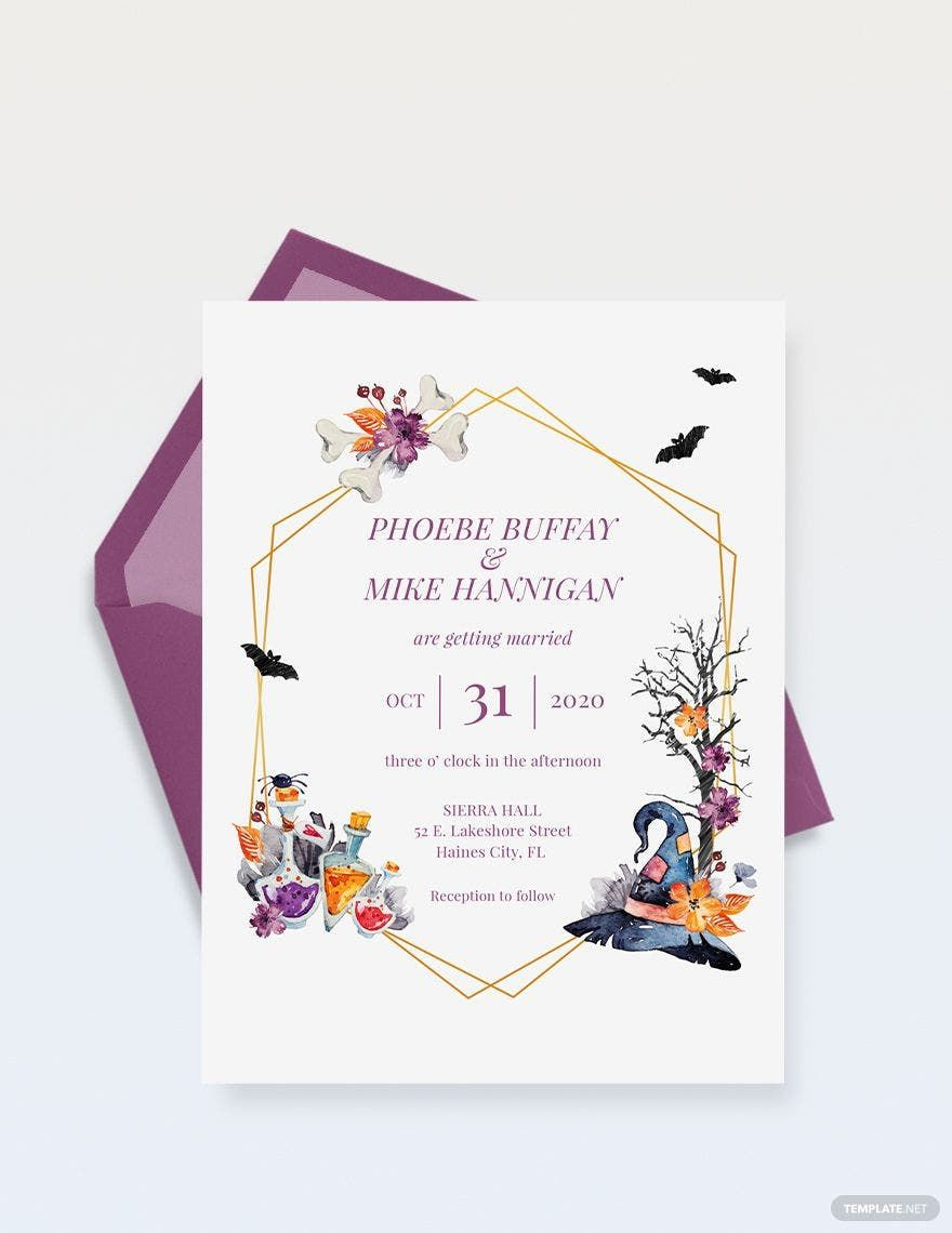 Halloween Wedding Invitation Template In Psd, Word, Pages for Free Printable Halloween Wedding Invitations
