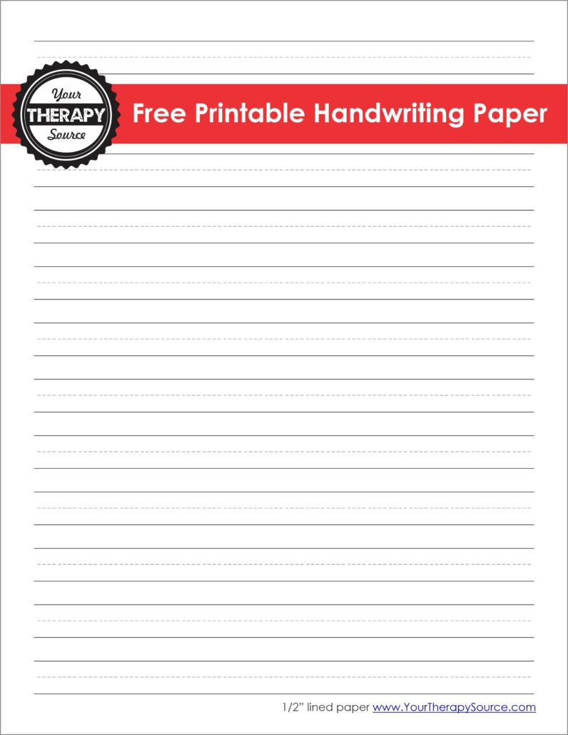 Handwriting Paper Printable - Free - Your Therapy Source inside Blank Handwriting Worksheets Printable Free