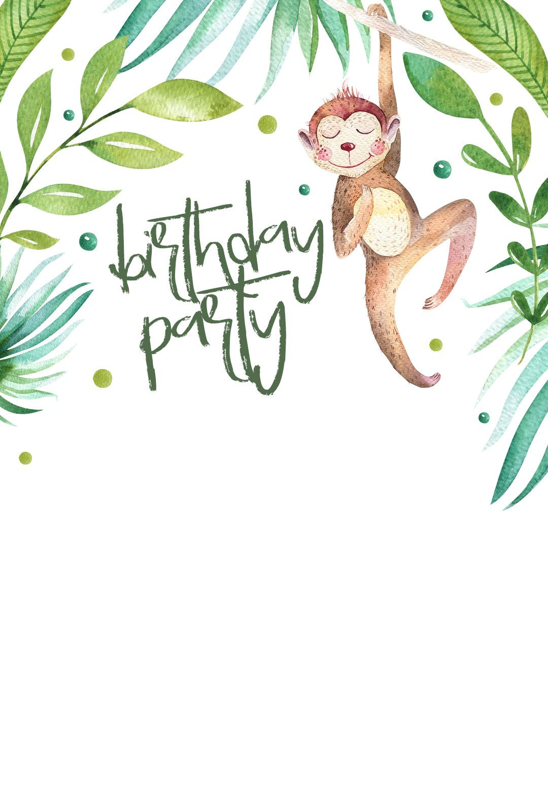 Hanging Monkey - Birthday Invitation Template (Free) | Greetings in Free Printable Monkey Birthday Party Invitations