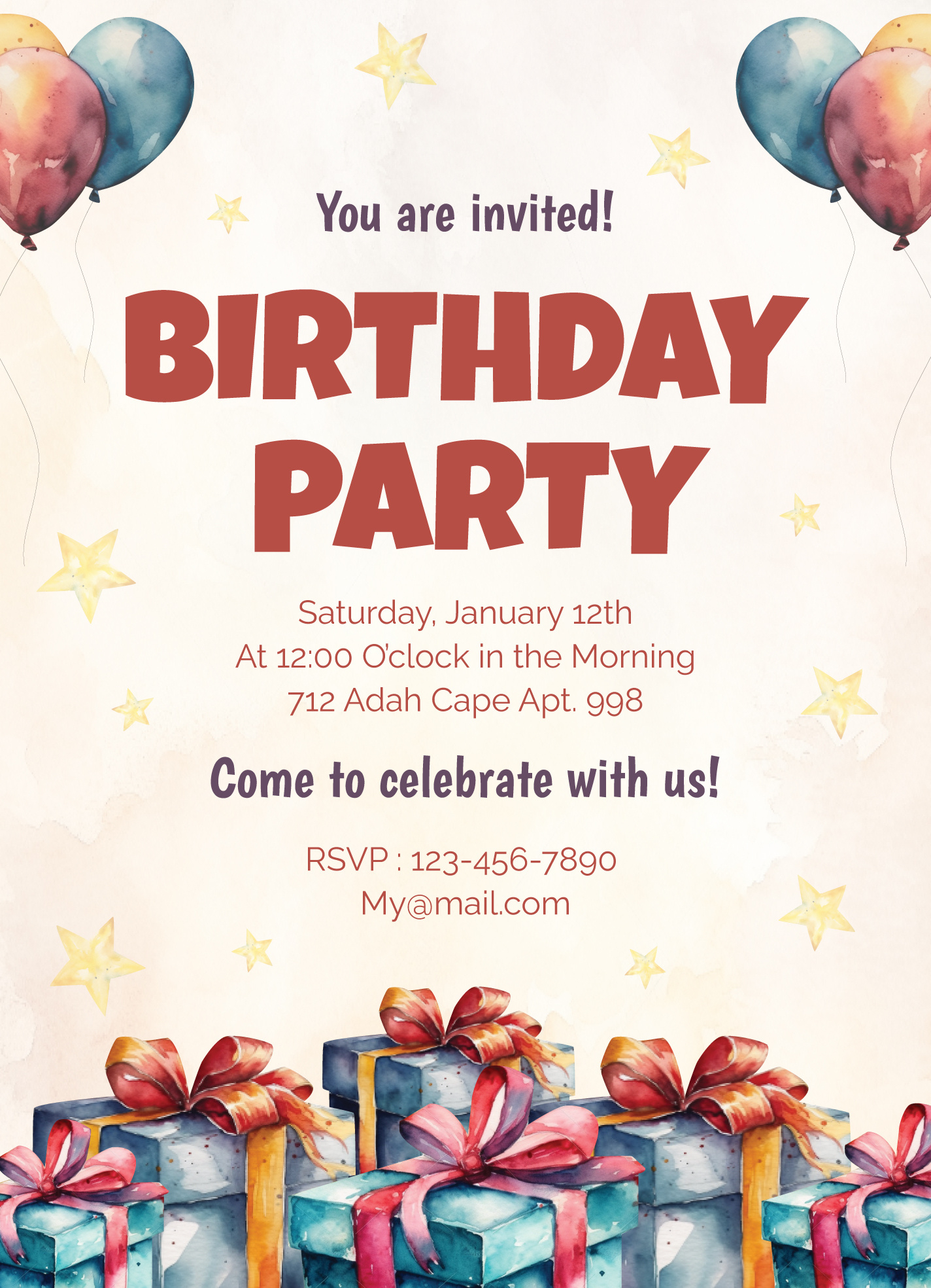 Happy Birthday Flyer Free Google Docs Template - Gdoc.io in Free Printable Birthday Party Flyers
