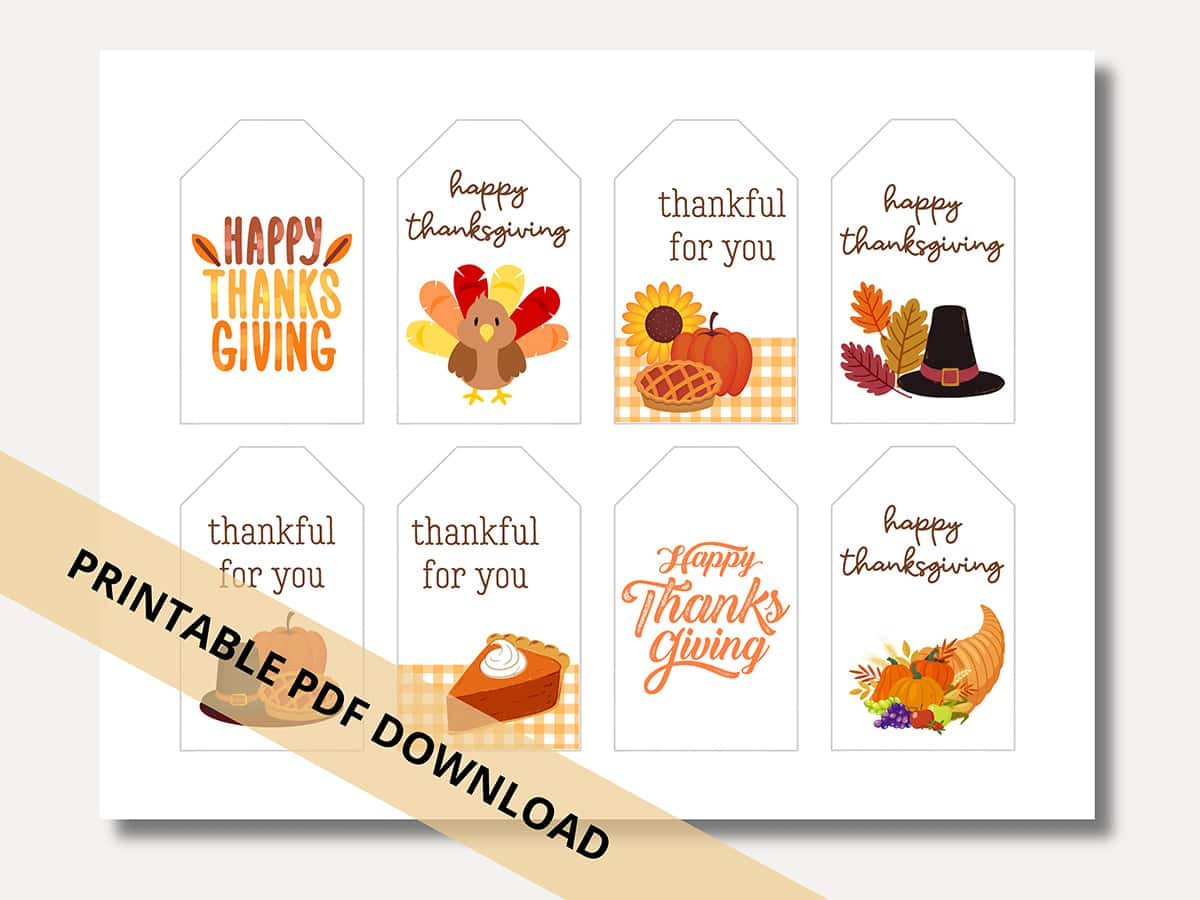 Happy Thanksgiving Gift Tags: 8 Free Printable Tags - Aubree Originals with regard to Free Printable Thanksgiving Treat Bag Toppers