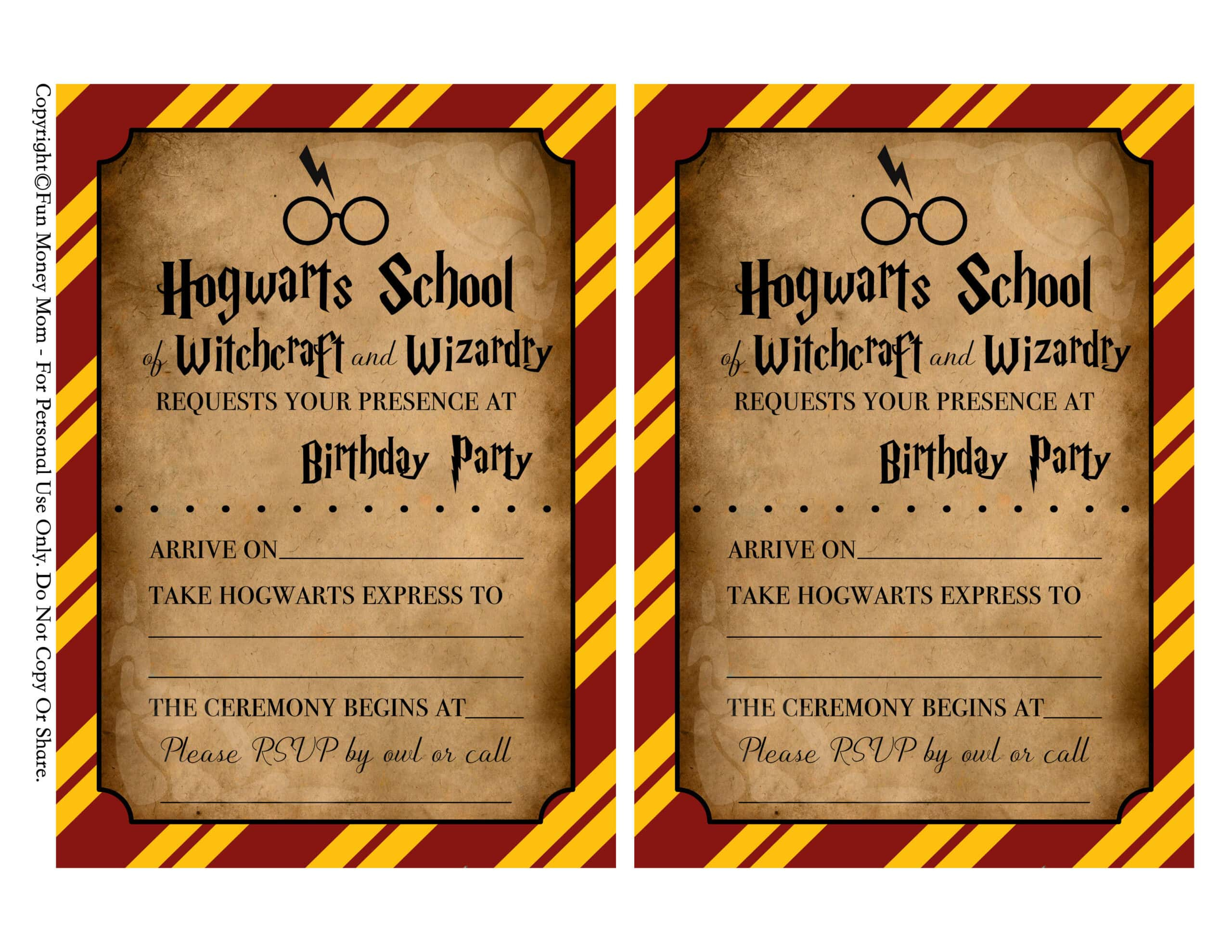 Harry Potter Invitations (Free Printables) | Fun Money Mom inside Harry Potter Birthday Invitations Free Printable