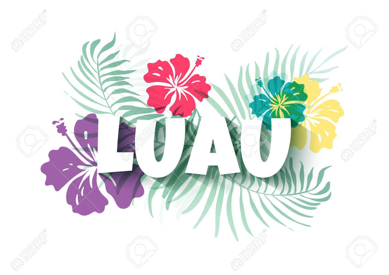 Hawaiian Luau Colorful Background. Party Sign. Vector Illustration within Free Printable Luau Clipart