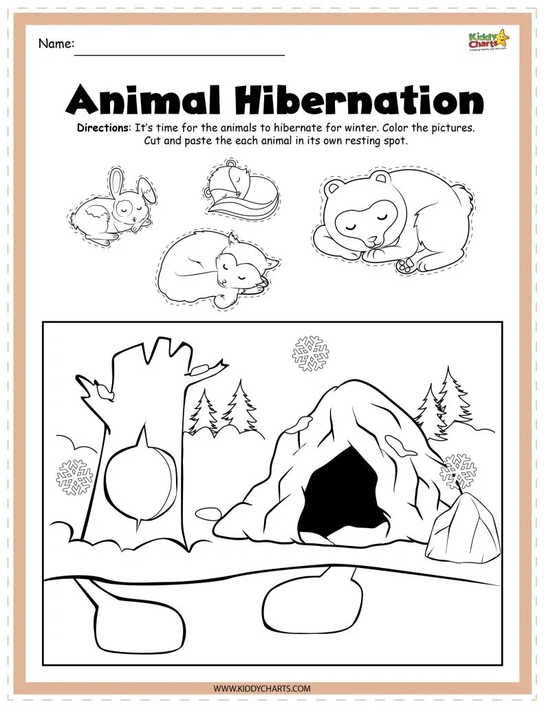Hibernating Animals Activity Sheets - Kiddycharts intended for Free Printable Hibernation Worksheets