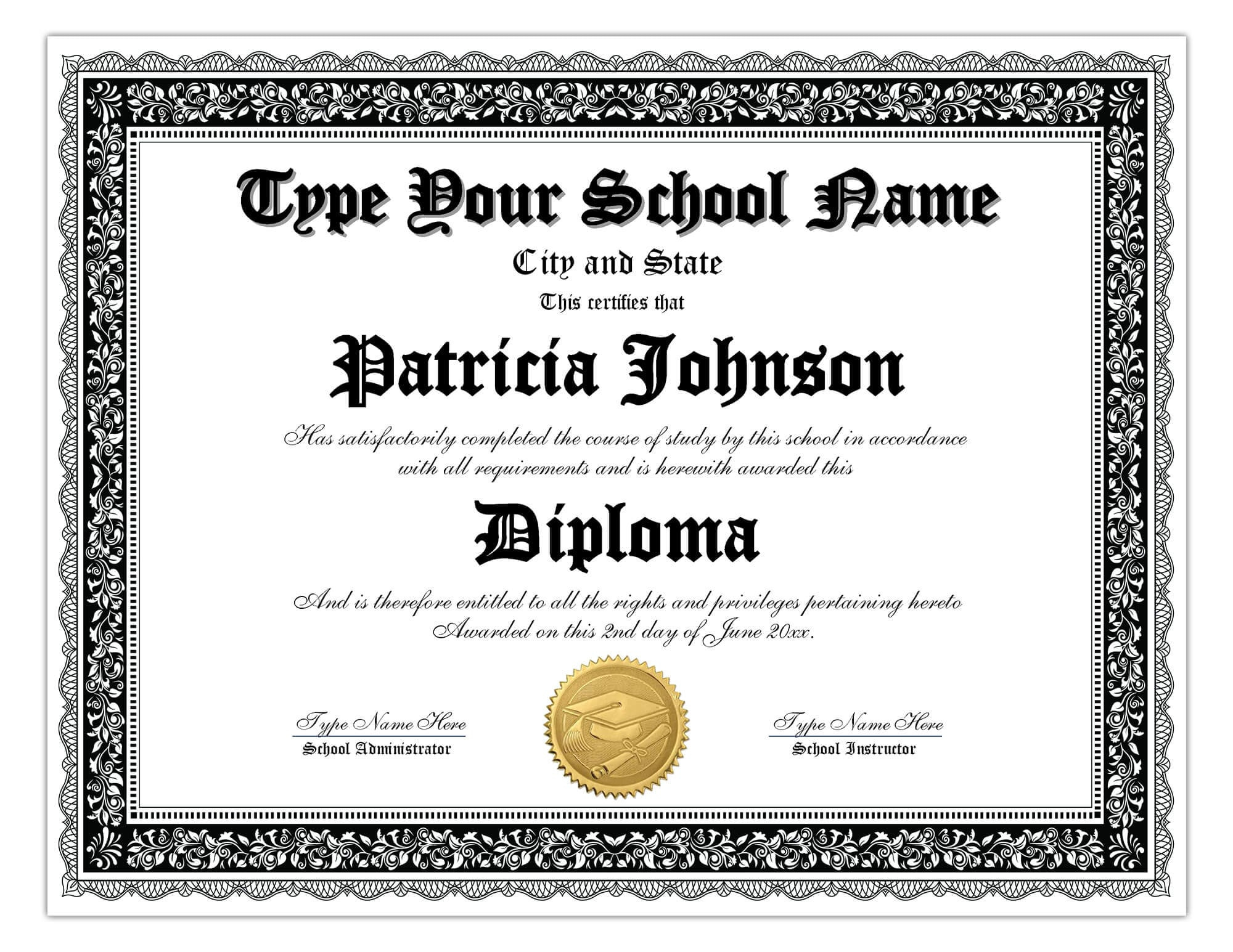 High School Diploma Certificate, Homeschool Diploma Template, Ged throughout Printable Fake Ged Certificate For Free